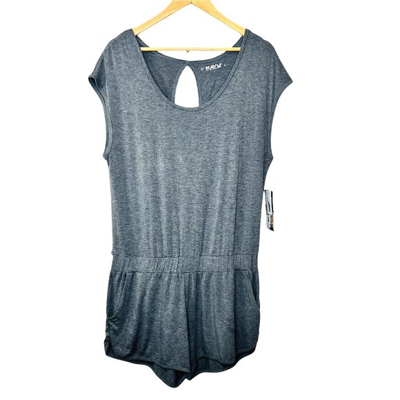 Kavu Pants - KAVU Gray Rusanti Romper, Cap Sleeves, Shorts, Keyhole back, NEW with tags
